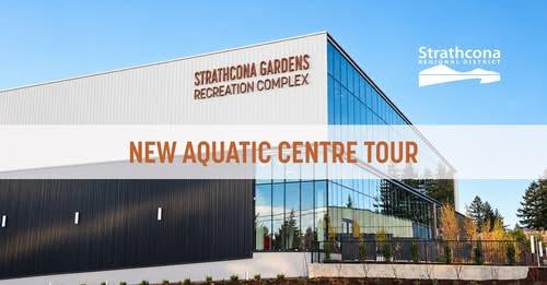 Strathcona Gardens Recreation Complex with a modern design and clear sky.