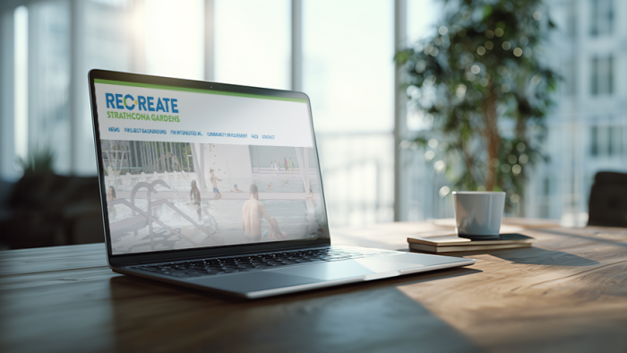 Laptop sitting on a desk with recreate website open