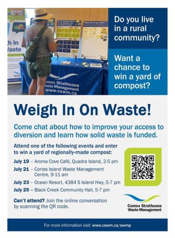 Man with backpack at informational booth on waste diversion events.