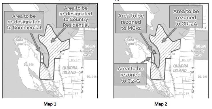 Two grayscale maps showing different zoning redesignations.