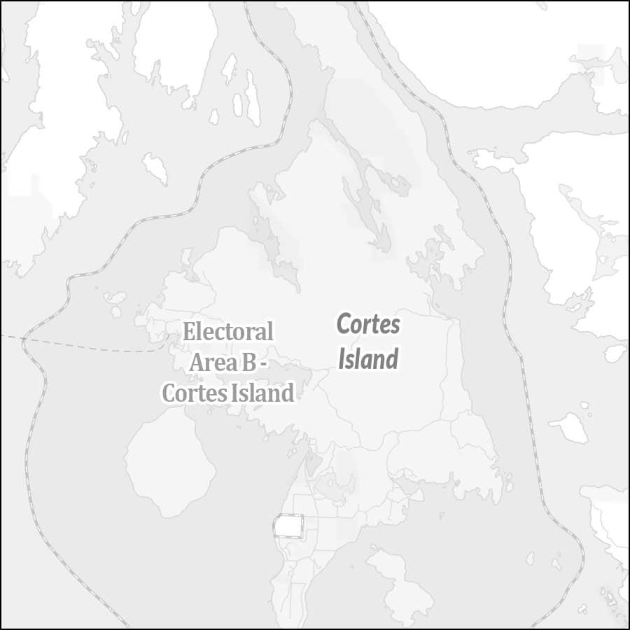 Map showing Cortes Island and surrounding area.