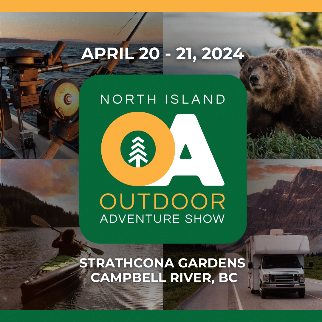 North Island Outdoor Adventure Show logo with nature images.