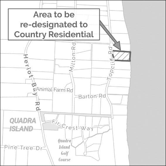 Map highlighting area for country residential development.