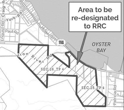 Map outlining an area near Oyster Bay for re-designation to RRC.