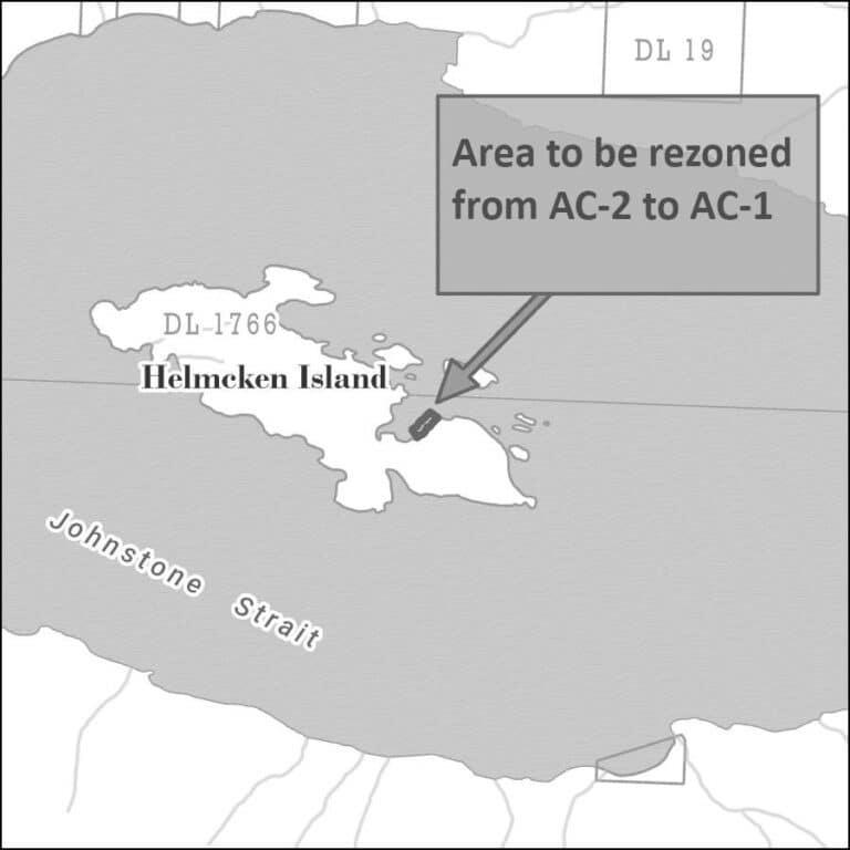 Rezoning map highlighting a section of Heineken Island.