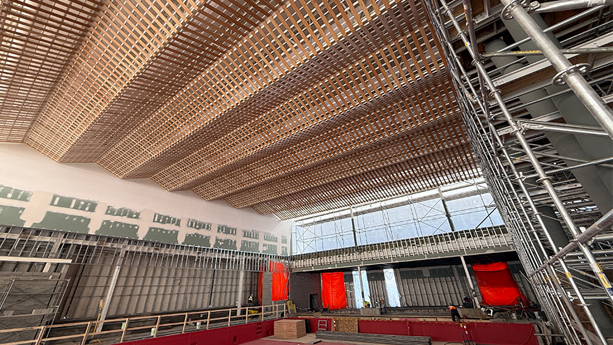 View of new roof inside recreate aquatic centre